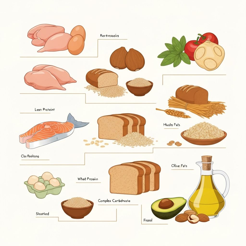 Foods rich in proteins, carbohydrates, and healthy fats